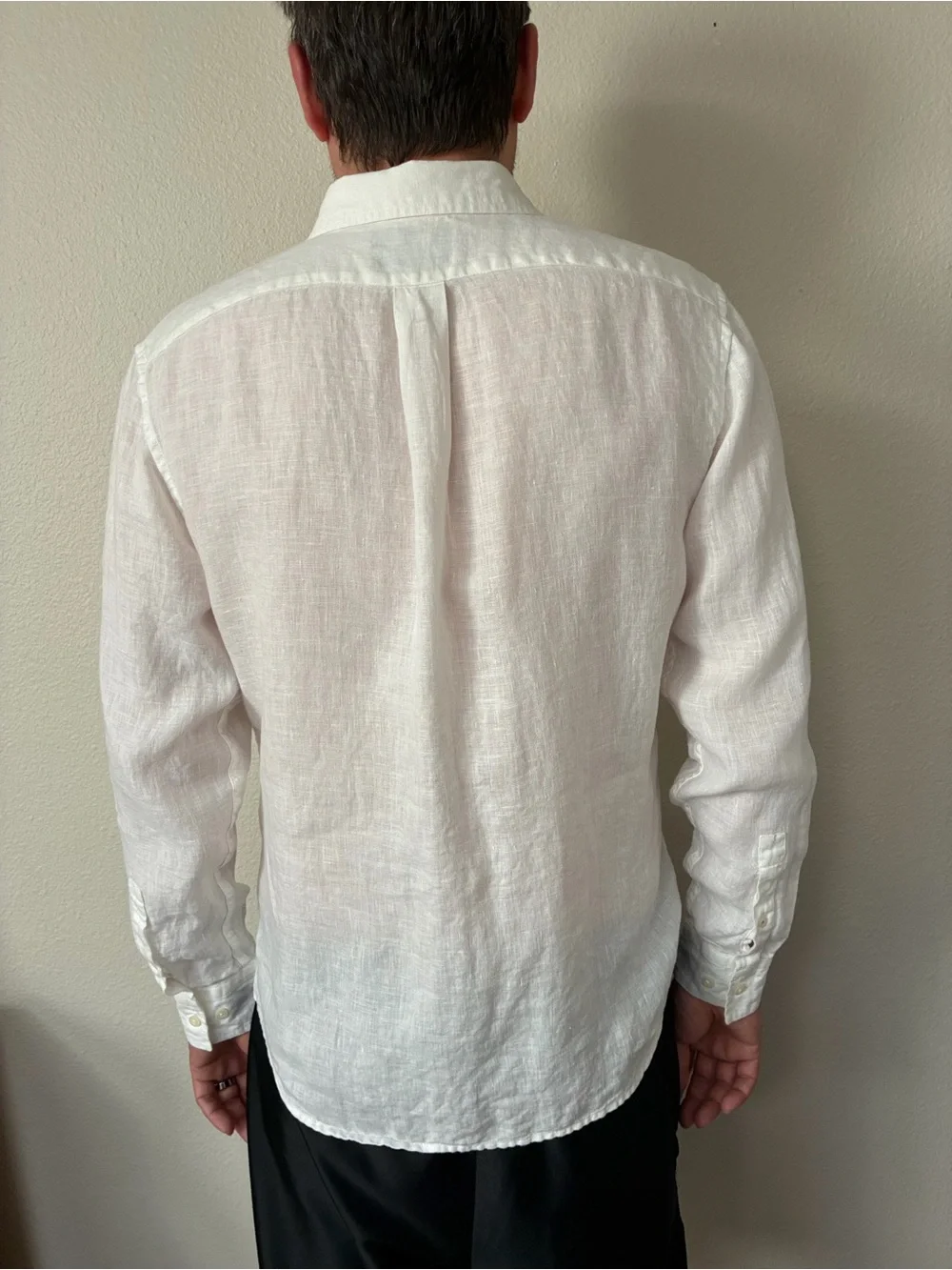 Banana Republic Men's White Linen Button-Down Shirt, size Medium